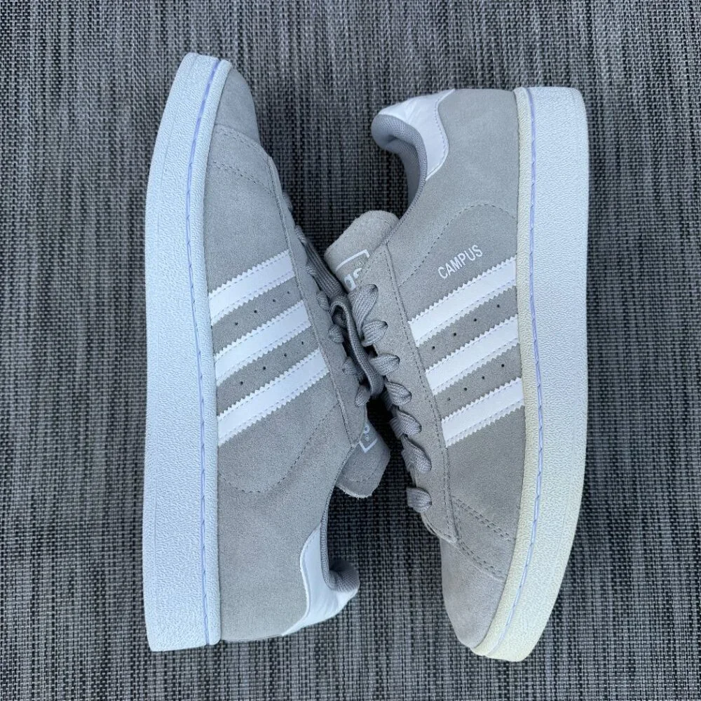 ADIDAS Campus Casual Sneakers Mens Sz 7.5 Gray White Suede Retro